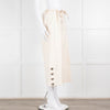 Weekend Max Mara Cream Wide Leg Silver Button Cropped Trousers