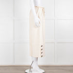 Weekend Max Mara Cream Wide Leg Silver Button Cropped Trousers