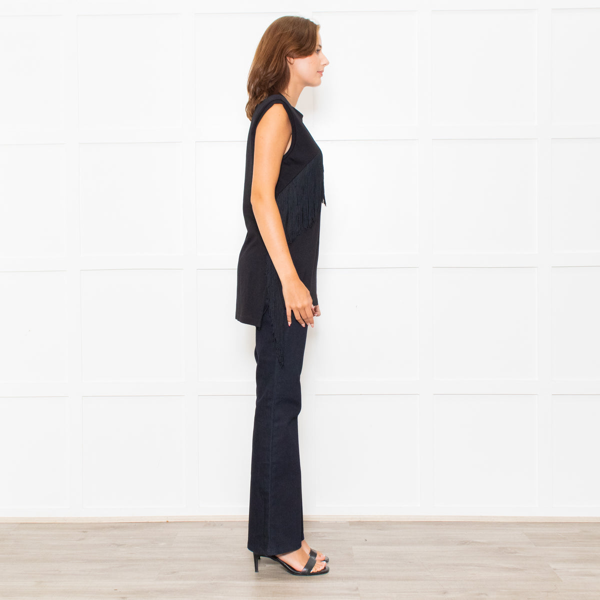 Stella McCartney Black Fringe Detail Sleeveless Top