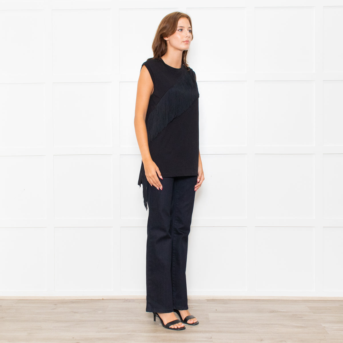 Stella McCartney Black Fringe Detail Sleeveless Top