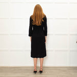 Raquel Allegra Black textured Cotton Long Sleeved Dress