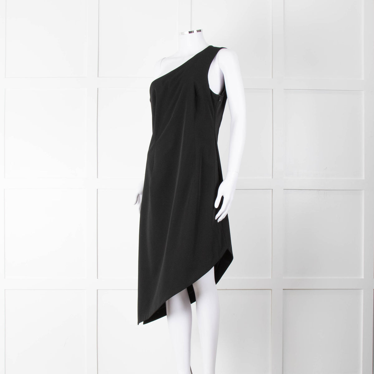 MM6 Maison Margiela Black One Shoulder Asymmetric Dress