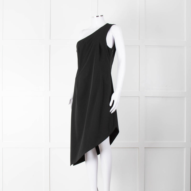 MM6 Maison Margiela Black One Shoulder Asymmetric Dress