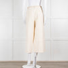Weekend Max Mara Cream Wide Leg Silver Button Cropped Trousers