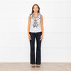 Anne Fontaine White Black Lace Ruffle Trim Sleeveless Top