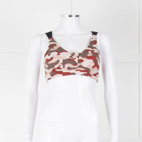 Varley Brown Cream Pink Camouflage Bra Top