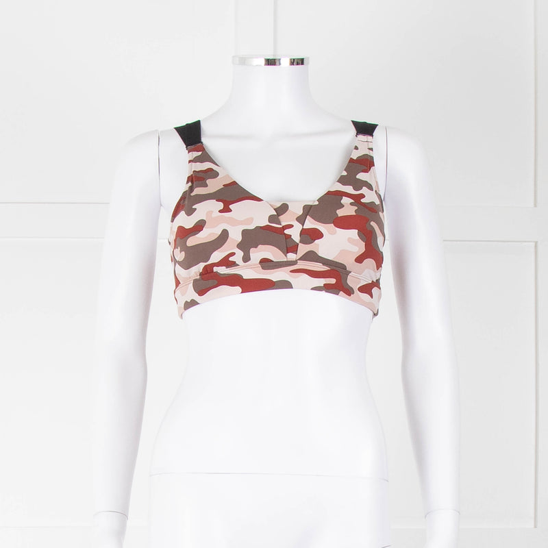 Varley Brown Cream Pink Camouflage Bra Top