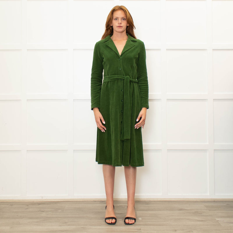 Siyu Green Corduroy Long Sleeve Dress