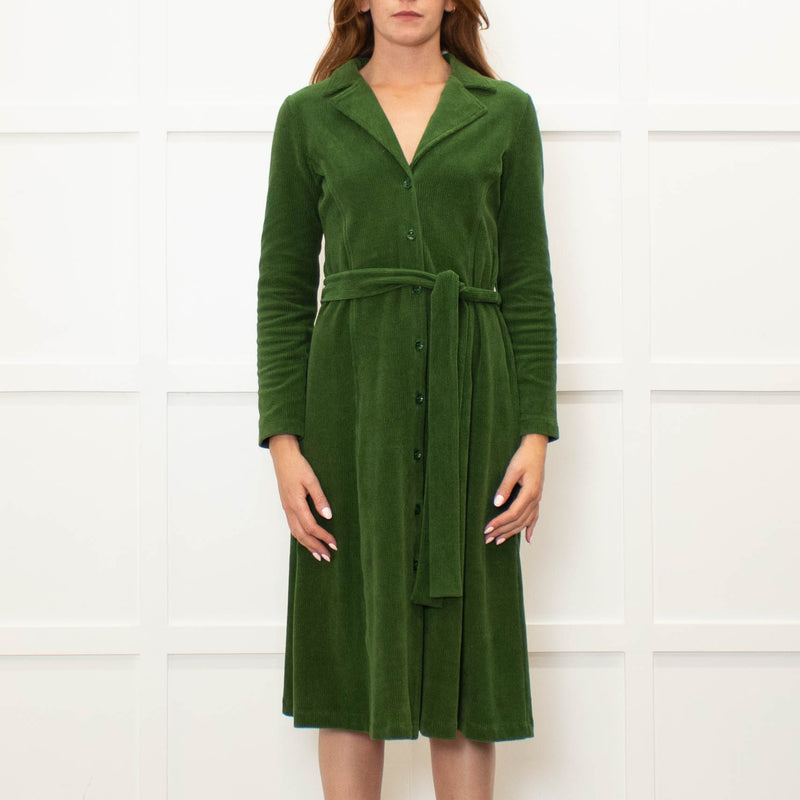 Siyu Green Corduroy Long Sleeve Dress