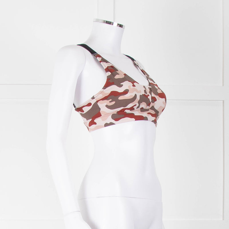 Varley Brown Cream Pink Camouflage Bra Top