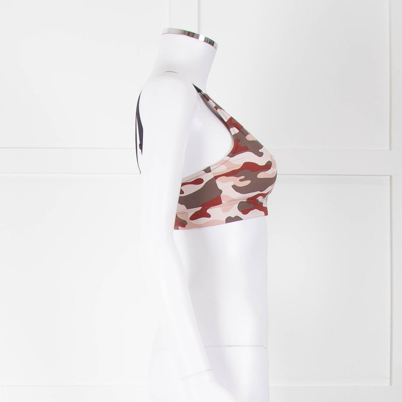 Varley Brown Cream Pink Camouflage Bra Top