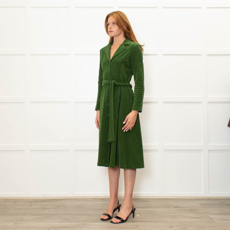 Siyu Green Corduroy Long Sleeve Dress
