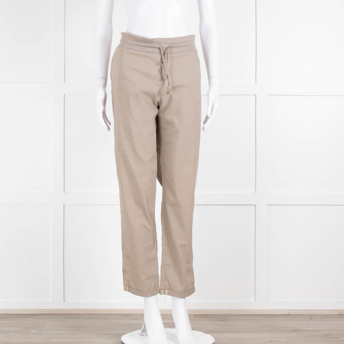 Fabiana Filippi Beige Draw String Cotton Blend Trousers