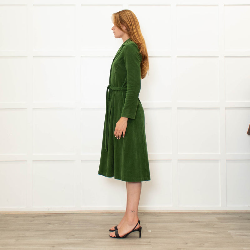 Siyu Green Corduroy Long Sleeve Dress