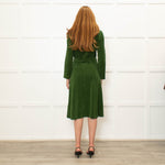 Siyu Green Corduroy Long Sleeve Dress