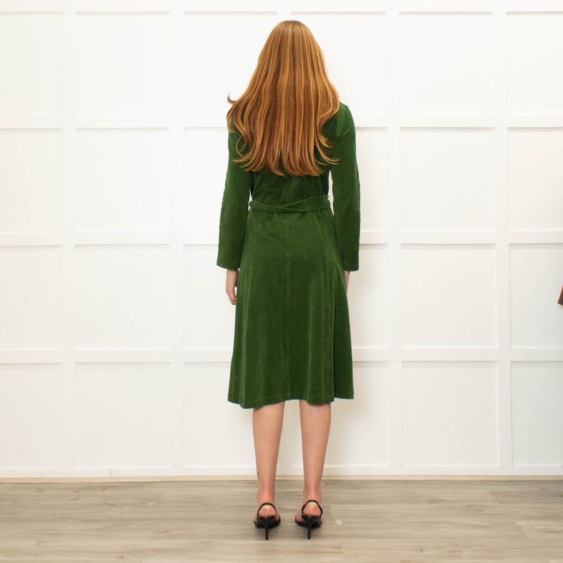 Siyu Green Corduroy Long Sleeve Dress