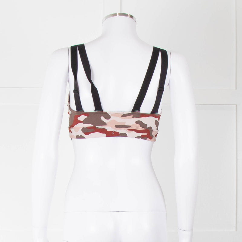 Varley Brown Cream Pink Camouflage Bra Top