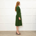 Siyu Green Corduroy Long Sleeve Dress