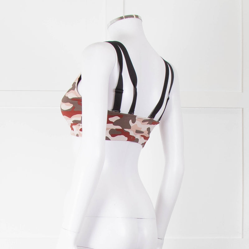 Varley Brown Cream Pink Camouflage Bra Top