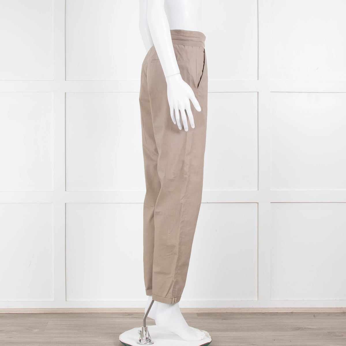 Fabiana Filippi Beige Draw String Cotton Blend Trousers