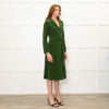 Siyu Green Corduroy Long Sleeve Dress