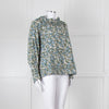MIRTH Green Floral Gathered Neck Top