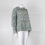 MIRTH Green Floral Gathered Neck Top