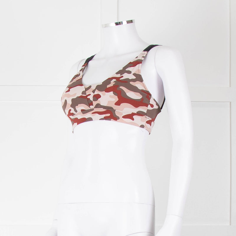 Varley Brown Cream Pink Camouflage Bra Top