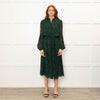Michael Kors Green Blue Peacock Print Full Length Dress