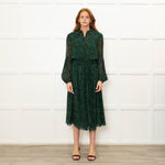Michael Kors Green Blue Peacock Print Full Length Dress