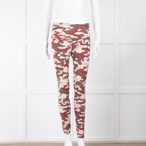 Varley Brown Cream Pink Camouflage Print Leggings