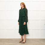 Michael Kors Green Blue Peacock Print Full Length Dress