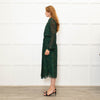 Michael Kors Green Blue Peacock Print Full Length Dress