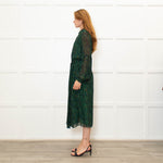 Michael Kors Green Blue Peacock Print Full Length Dress