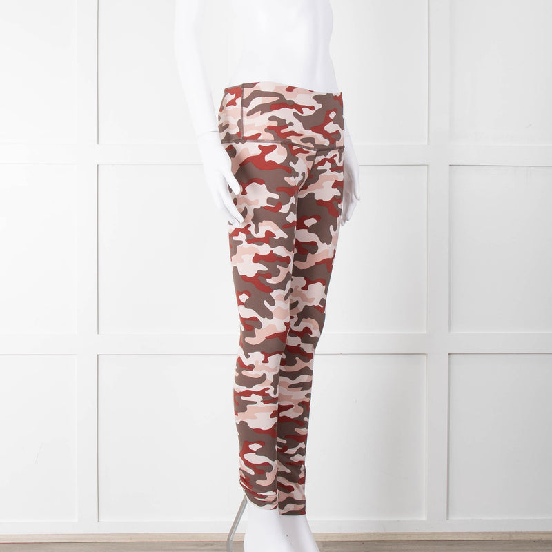 Varley Brown Cream Pink Camouflage Print Leggings