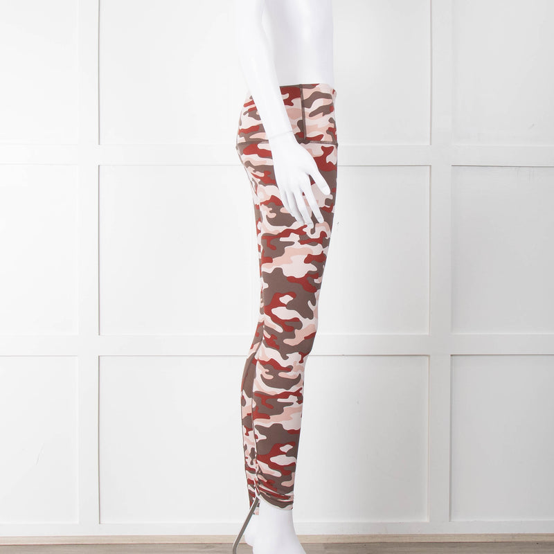 Varley Brown Cream Pink Camouflage Print Leggings