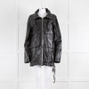 Helmut Lang Black Leather Coat with Patch Pockets and Contrast Topstitching