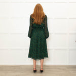 Michael Kors Green Blue Peacock Print Full Length Dress