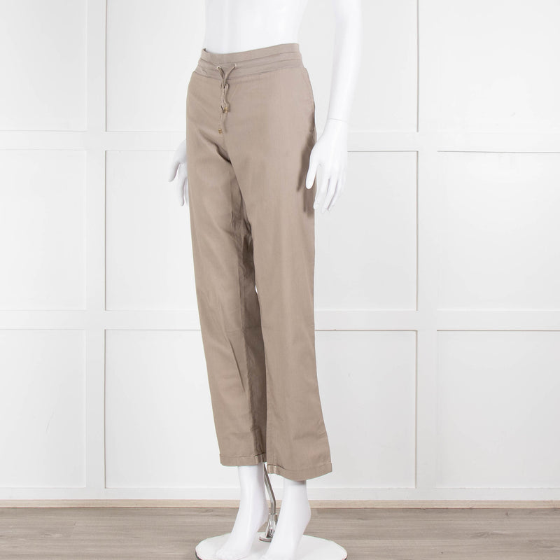 Fabiana Filippi Beige Draw String Cotton Blend Trousers