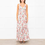 Me+Em Cream Coral Green Purple Paisley Strappy Maxi Dress