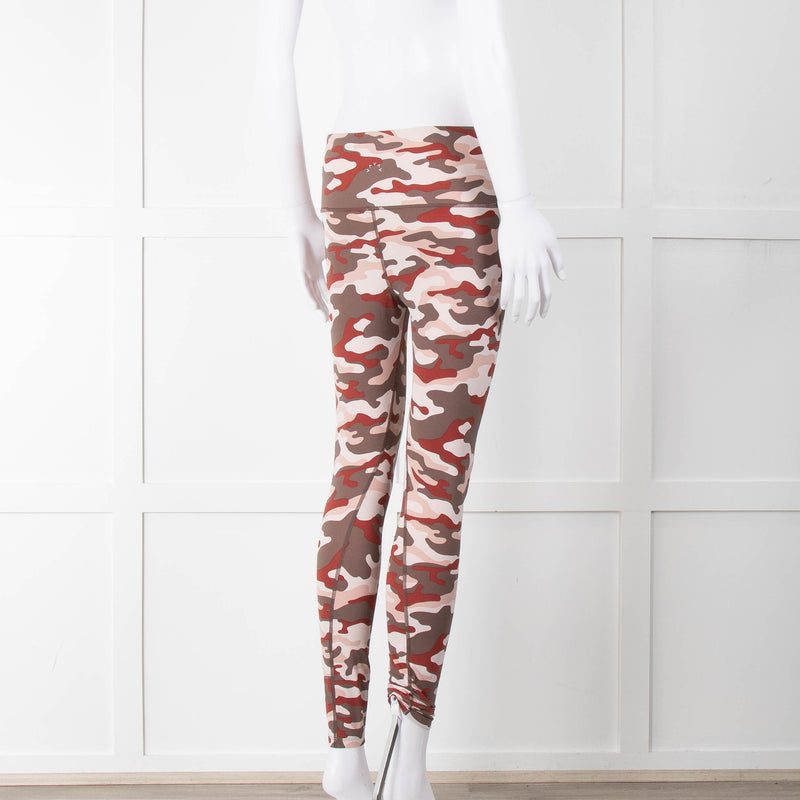 Varley Brown Cream Pink Camouflage Print Leggings