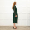 Michael Kors Green Blue Peacock Print Full Length Dress