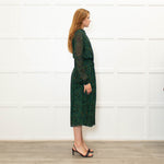 Michael Kors Green Blue Peacock Print Full Length Dress