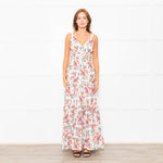 Me+Em Cream Coral Green Purple Paisley Strappy Maxi Dress