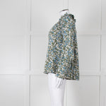 MIRTH Green Floral Gathered Neck Top