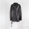 Helmut Lang Black Leather Coat with Patch Pockets and Contrast Topstitching