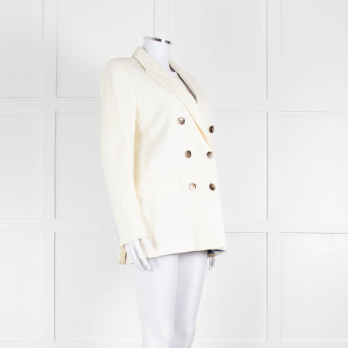 Racil Ivory Tailored Jacket Blue Floral Lining