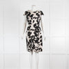 Weekend Max Mara Beige Black Floral Jersey Short Sleeve Dress