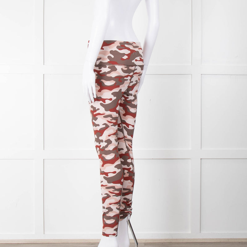 Varley Brown Cream Pink Camouflage Print Leggings