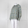 MIRTH Green Floral Gathered Neck Top
